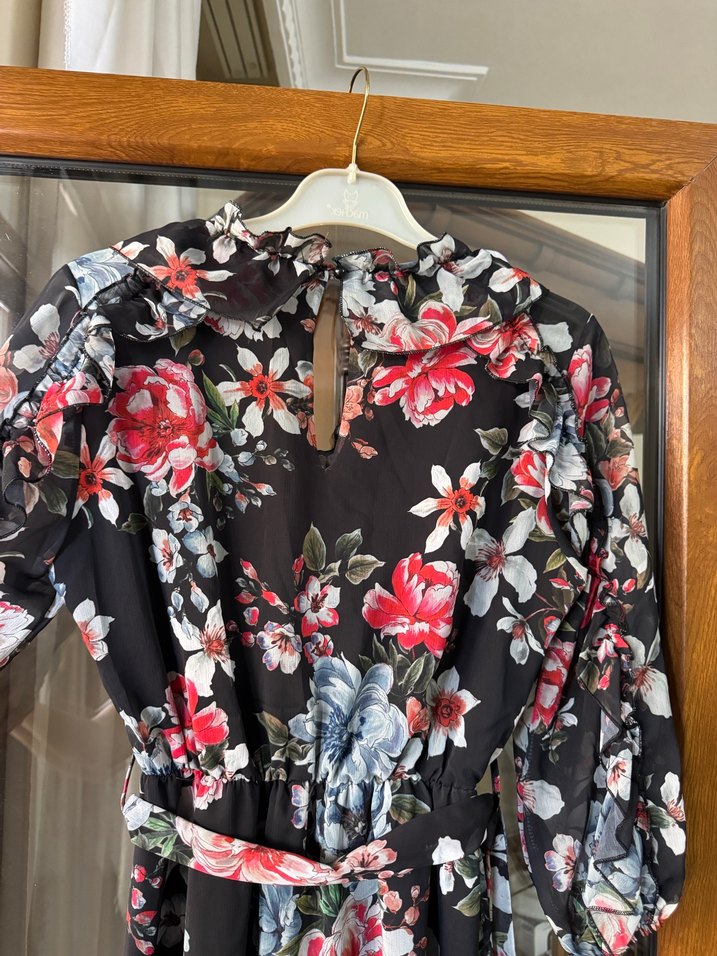 Çiçek Desenli midi  Elbise - Görsel 3