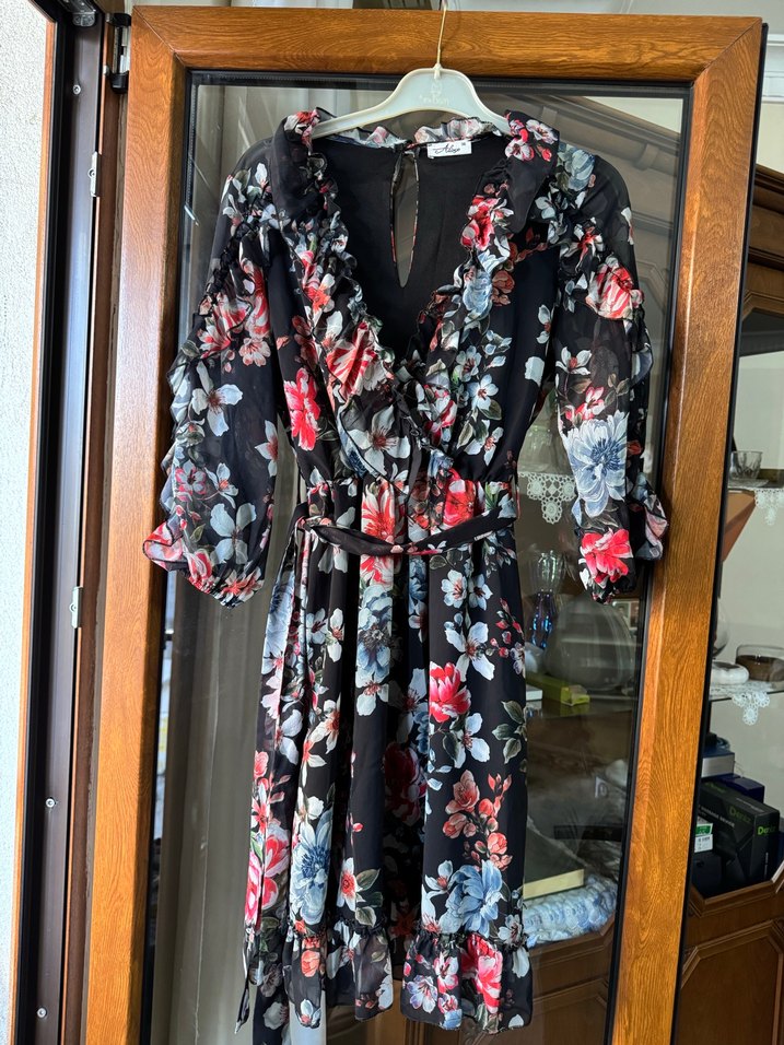 Çiçek Desenli midi  Elbise - Görsel 2