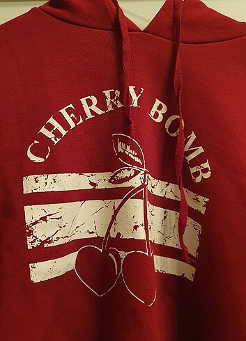 Koton bordo kiraz desenli hoodie/sweatshirt