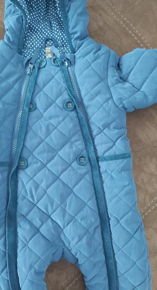 Mavi Kapüşonlu Bebek Tulumu - Görsel 5