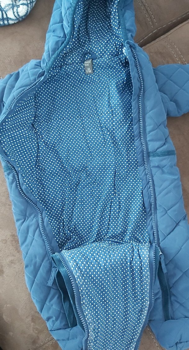 Mavi Kapüşonlu Bebek Tulumu - Görsel 4