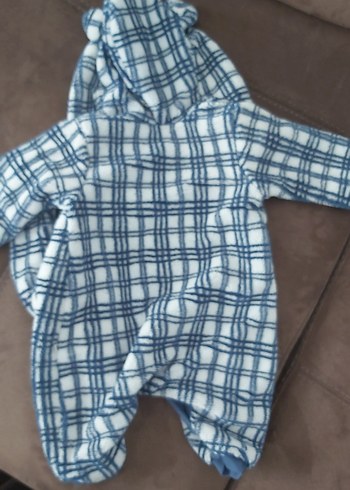 Mavi Ekose Desenli Erkek Bebek Tulum - Görsel 3