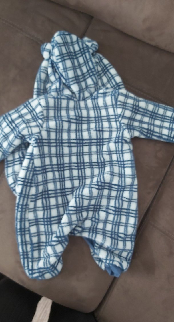 Mavi Ekose Desenli Erkek Bebek Tulum - Görsel 3