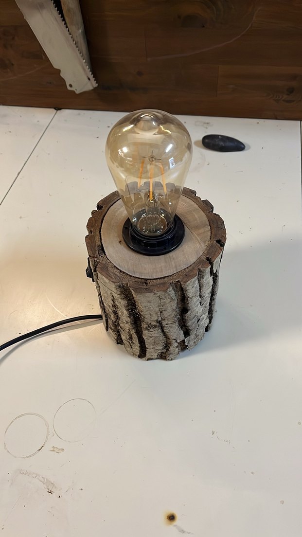 Doğal Kütük Ahşap Masa Lambası - Görsel 2