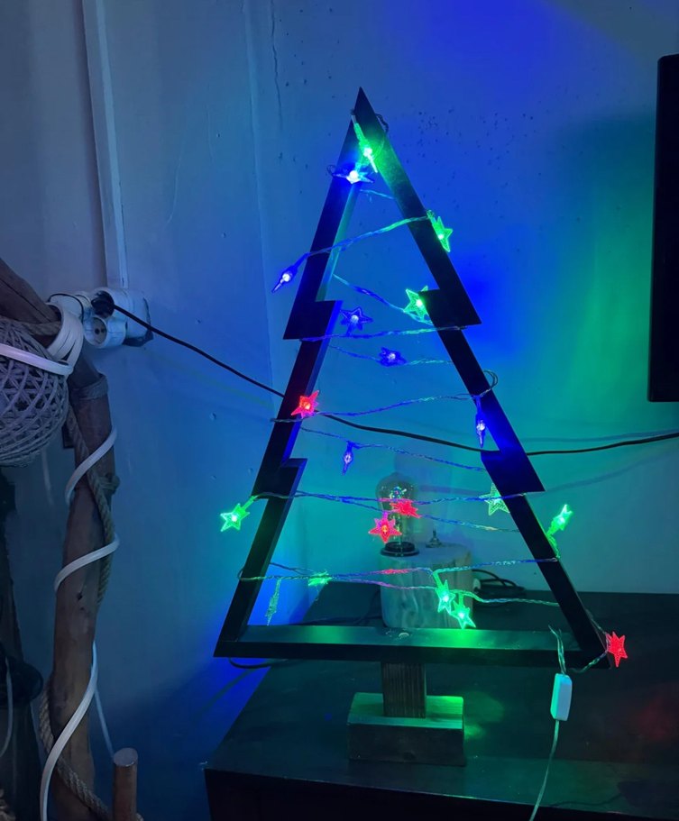 Renkli LED Işıklı Ahşap Yılbaşı Ağacı Dekor - Görsel 2