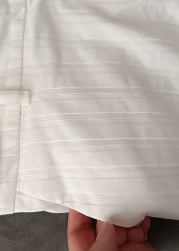 m Beden beyaz Renk Kadın Beyaz Piliseli Keten Mini Şort