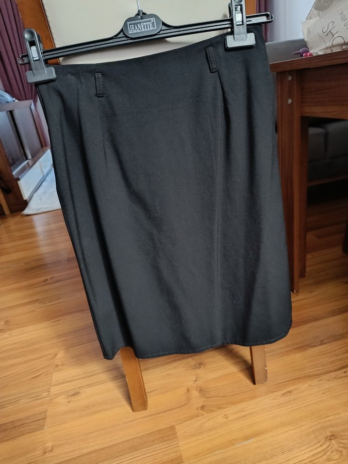 siyah Midi  Piliseli Etek - Görsel 4