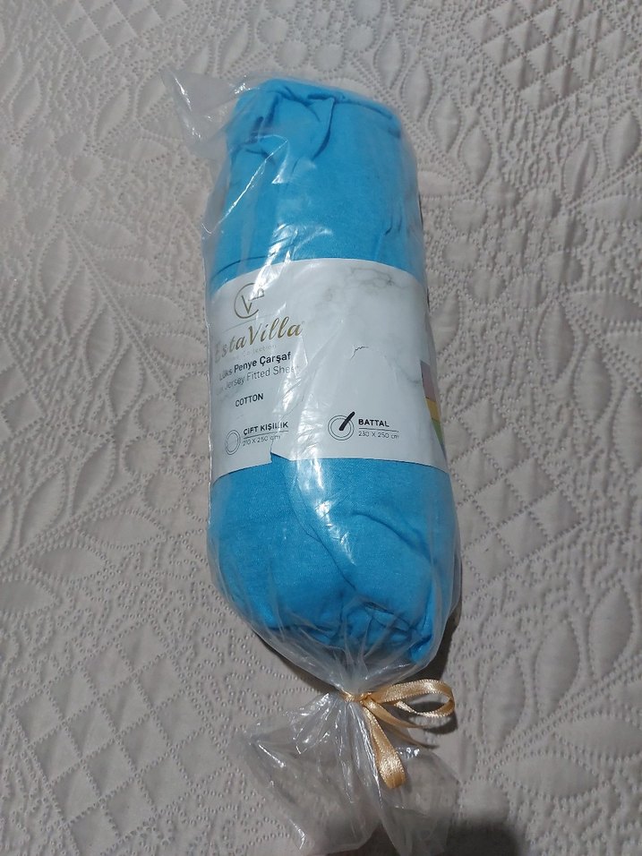 Mavi Pamuklu Bohem Stil Çarşaf - Görsel 2