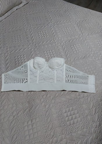 Dantel Detaylı Beyaz Straplez Büstiyer - Görsel 4