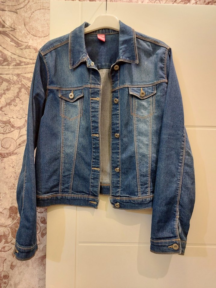 Kadın Mavi Düğmeli Denim Ceket - Görsel 3