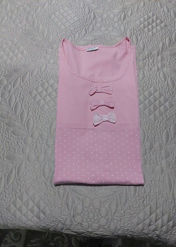 Pembe Kısa Kollu Gecelik - Görsel 2