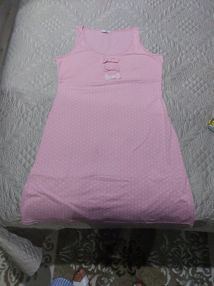 Pembe Kısa Kollu Gecelik - Görsel 3