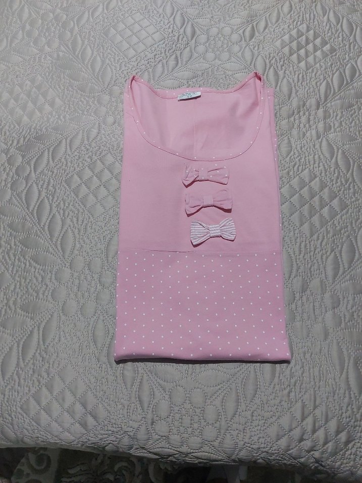 Pembe Kısa Kollu Gecelik - Görsel 2