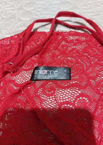 Kırmızı dantelli İnce Askılı kombinezon - Görsel 3