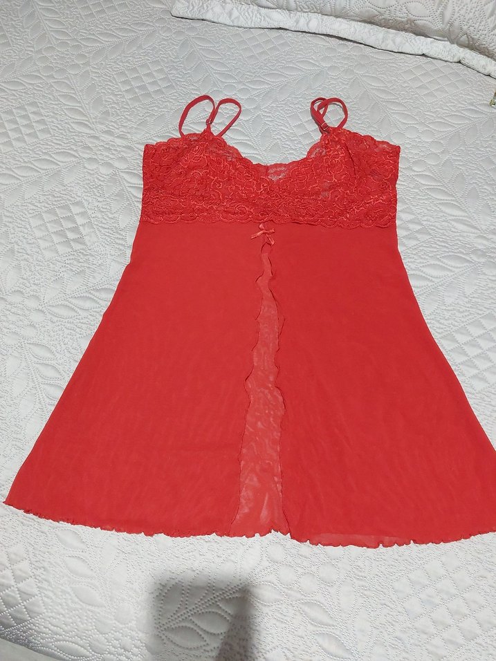 Kırmızı dantelli İnce Askılı kombinezon - Görsel 5