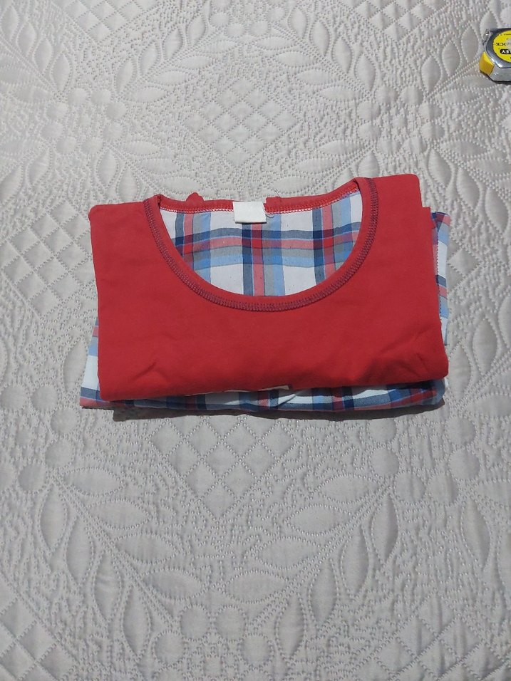 Uzun Kollu Kırmızı Baskılı Kadın Pijama Takımı - Görsel 4