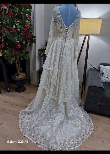 Bohem Dantelli gelinlik - Görsel 4