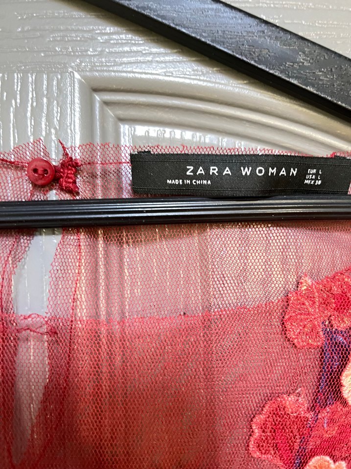 Nakışlı Kırmızı Bohem Bluz - Görsel 3