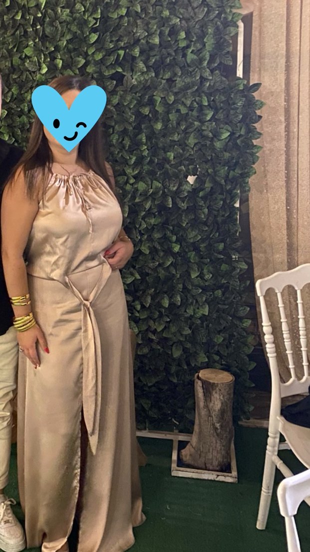 Bej Uzun Askılı Drapeli Kadın Elbise - Görsel 5