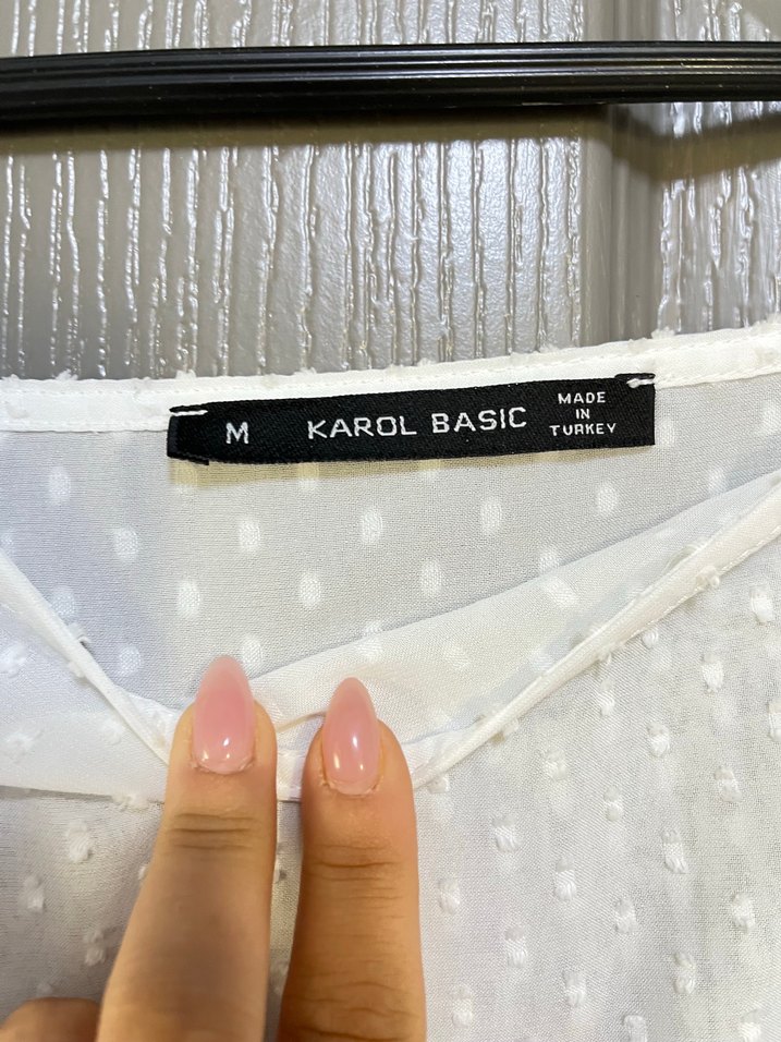 Beyaz V Yaka Uzun Kollu Bohem Bluz - Görsel 3