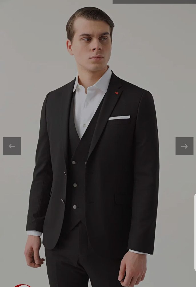 Düğmeli Siyah Erkek Takım Elbise - Görsel 2