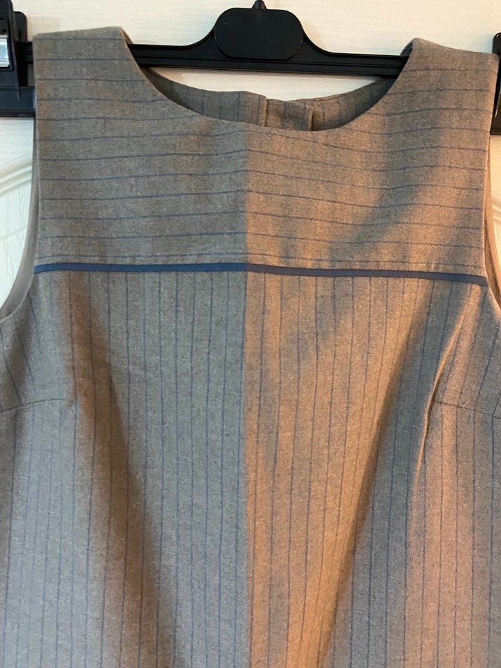 Bej Midi Keten Kolsuz Kadın Elbise - Görsel 2