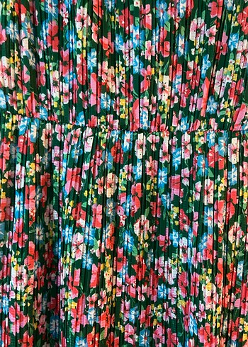 Piliseli Bohem Çok Renkli Uzun Elbise - Görsel 4