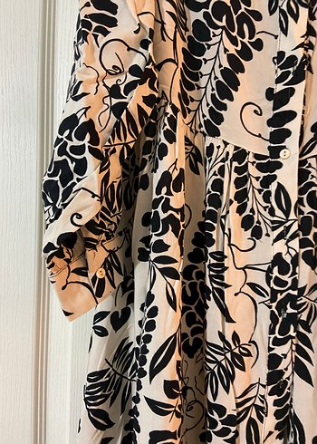 Bohem Desenli Uzun Kol Bej Uzun Elbise - Görsel 5