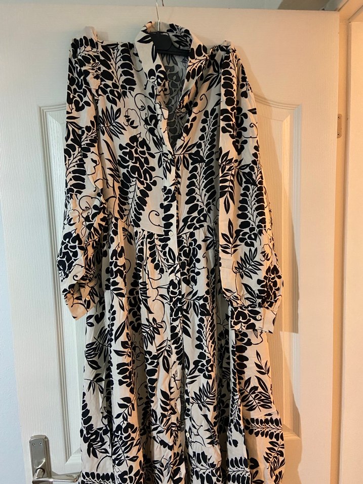 Bohem Desenli Uzun Kol Bej Uzun Elbise - Görsel 2