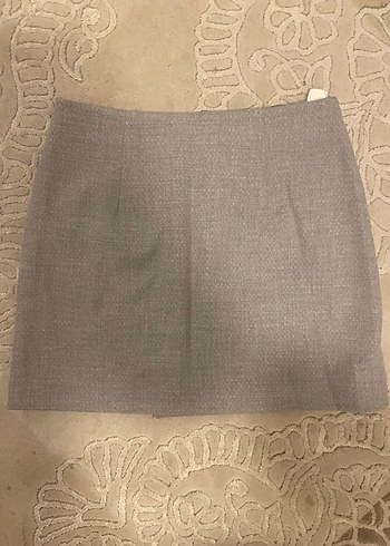 Dantel Detaylı Bej Keten Mini Etek - Görsel 3