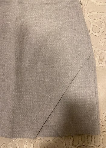 Dantel Detaylı Bej Keten Mini Etek - Görsel 2