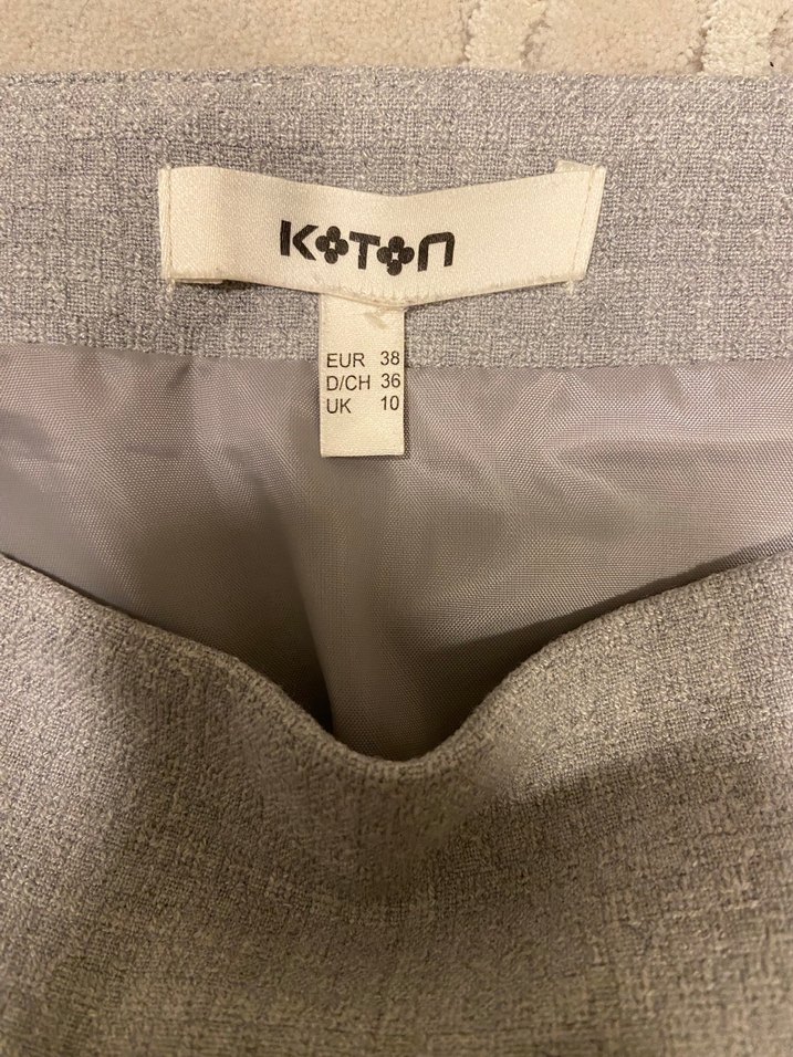 Dantel Detaylı Bej Keten Mini Etek - Görsel 4