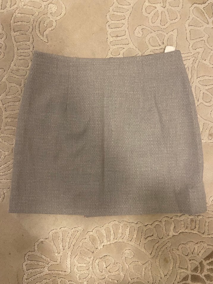 Dantel Detaylı Bej Keten Mini Etek - Görsel 3