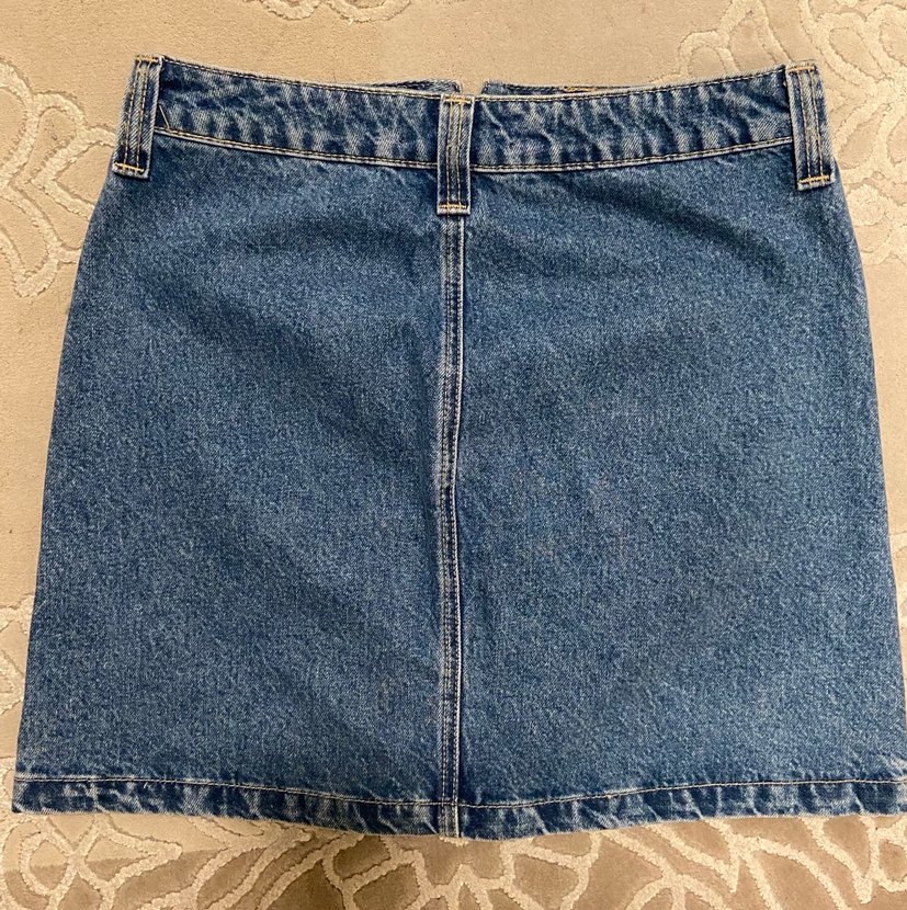 Düğmeli Mavi Denim Mini Etek - Görsel 2