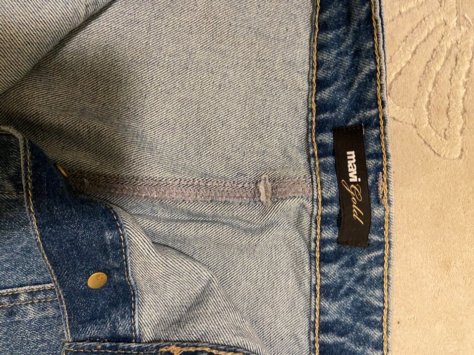 Düğmeli Mavi Denim Mini Etek - Görsel 3