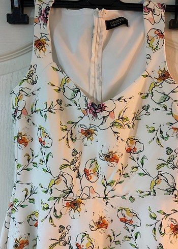 Çiçek Desenli Beyaz Midi Bohem Elbise - Görsel 2