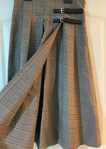 Kemerli Midi Ekoseli Kadın Etek - Görsel 3