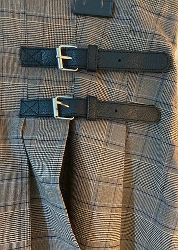 Kemerli Midi Ekoseli Kadın Etek - Görsel 2