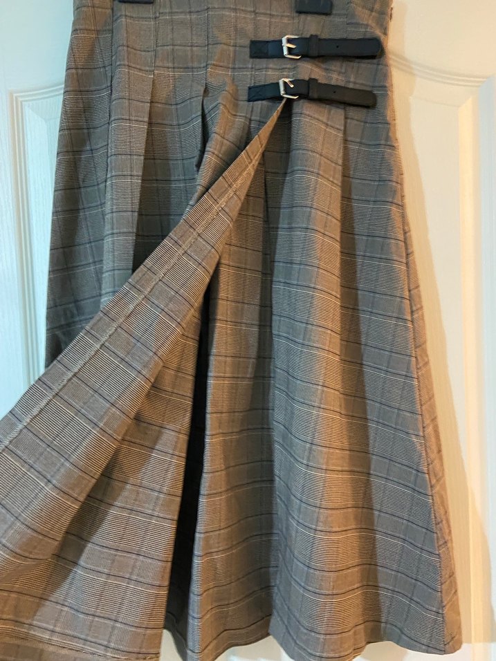 Kemerli Midi Ekoseli Kadın Etek - Görsel 3