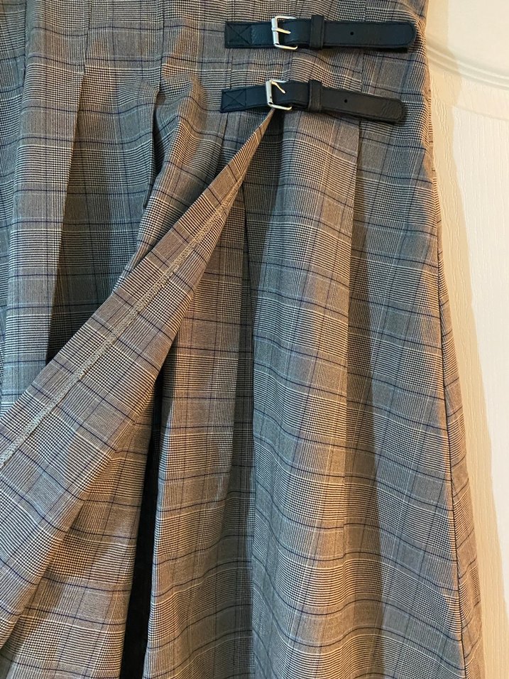 Kemerli Midi Ekoseli Kadın Etek - Görsel 4