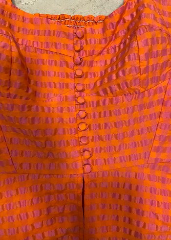 Düğmeli, Askılı, Pembe Midi Büstiyer - Görsel 2