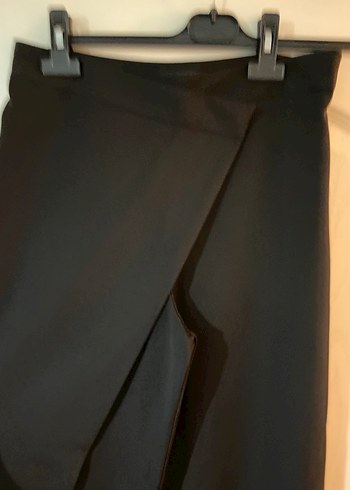 Siyah Dökümlü genis paca pareo Kadın Kumaş Pantolon - Görsel 4