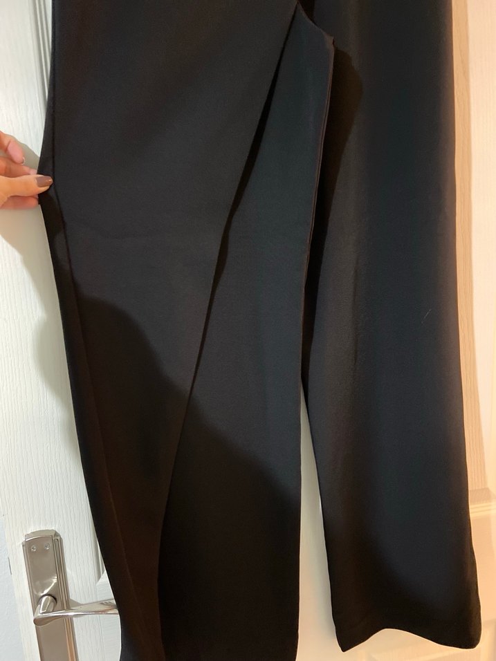 Siyah Dökümlü genis paca pareo Kadın Kumaş Pantolon - Görsel 3