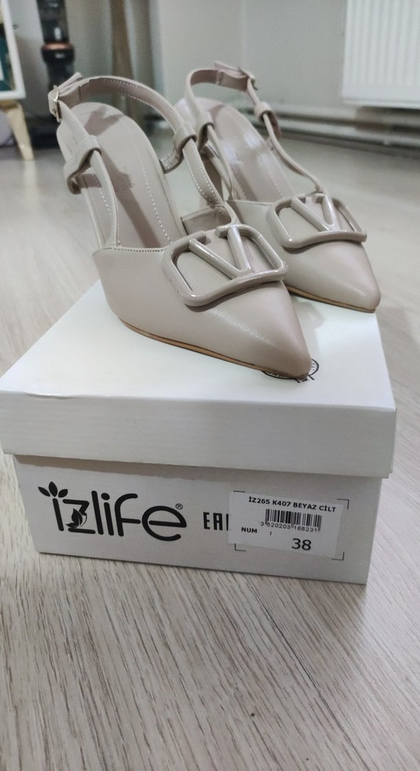 Bej Stiletto Topuklu Kadın Akşam Ayakkabısı - Görsel 2