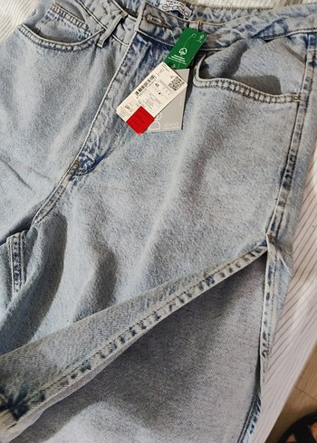 Kadın Gri Bol Kesim Kot Şort - Görsel 2