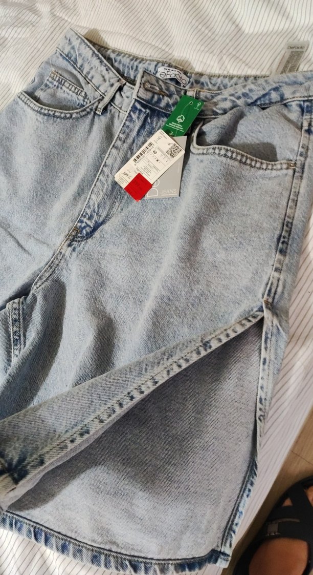 Kadın Gri Bol Kesim Kot Şort - Görsel 2