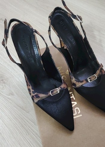 Bej Baskılı Stiletto Topuklu Kadın Ayakkabı - Görsel 2