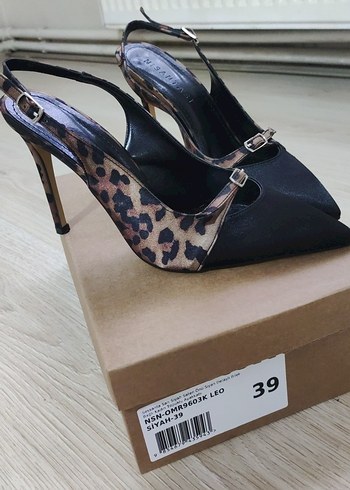 Bej Baskılı Stiletto Topuklu Kadın Ayakkabı - Görsel 3