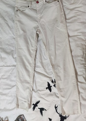 Beyaz Kadın Midi  fikralı esnek pantolon - Görsel 2