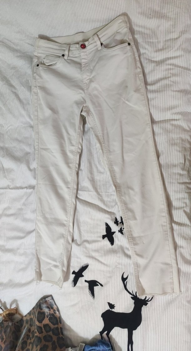 Beyaz Kadın Midi  fikralı esnek pantolon - Görsel 2